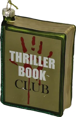 Produktbild von Christbaumschmuck Glas 10cm Buch Thriller Figur Grün