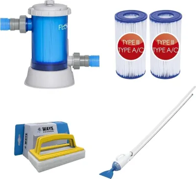 Produktbild von Bestway - Poolsauger AquaCrawl & Filterpumpe 5678 L/u & 2 Filter Typ III & WAYS Scheuerbürste