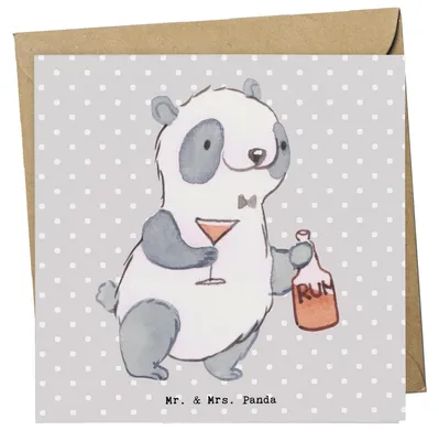 Produktbild von Mr. & Mrs. Panda Glückwunschkarte Kneipenwirt Herz - Grau Pastell - Geschenk, anlasskarte, Gaststätte, Klappkarte, Cocktails, Bar, Grußkarte, doppelkarte, Kneipe