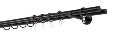 Produktbild von Gardinenstange auf Maß 20mm Match 2-lauf Wandträger 12cm Farbe: Schwarz, Größe: 300cm