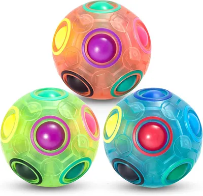 Produktbild von Vdealen Regenbogen Puzzleball 7 cm – Magischer Knobelball – Geschicklichkeitsspiel – Denkspiel & Stressabbau – Lernspielzeug für Kinder, Jugendliche & Erwachsene