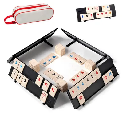 Rummy-Spielset, 108 Steine, 4 Ständer, Reisespiel