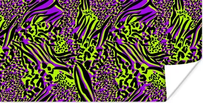 Produktbild von MuchoWow® Poster Tiermuster - Lila - Grün - Neon 160x80 cm - Foto Poster