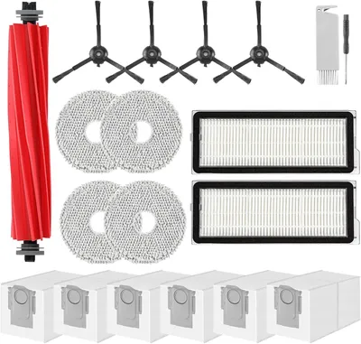 Produktbild von Zubehör für Roborock Qrevo Pro,Qrevo S Staubsauger 1 Hauptbürsten,2 HEPA-Filter,6 Staubbeutel,4 Wischtücher,4 Seitenbürsten(Schwarz),1 Bürste,1 Schraubendreher,19 pcs Ersatzteilset