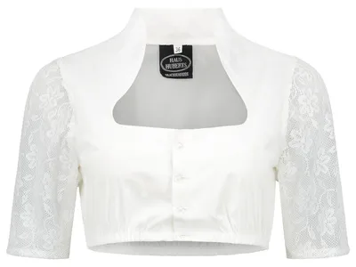 Produktbild von Dirndlbluse weiß mit langen Spitzenärmeln, Groesse:38