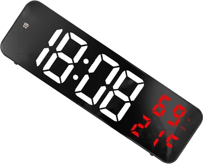 Image de Horloge digitale LED grand miroir Réveil électronique pour la maison Horloge murale à grand écran blanc et rouge