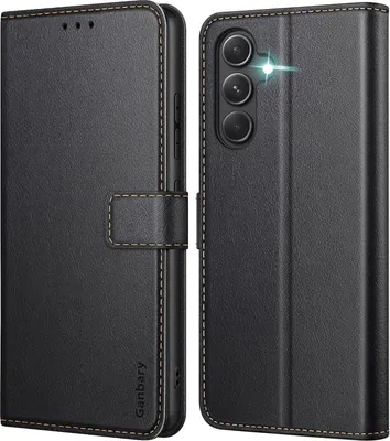 Produktbild von Samsung Galaxy A54 5G Handyhülle Leder Klapphülle Schwarz mit Kartenschlitzen