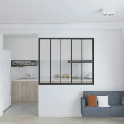 Produktbild von Innenfenster 5-teilig, 153x130 cm, Stahl Schwarz, Glas klar, Industriestil, Loftstil