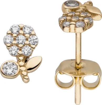 Produktbild von Ohrstecker Blume 333 Gold Gelbgold 16 Zirkonia