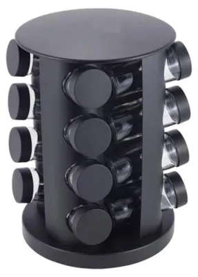 Immagine prodotto di Verk 07464 Portaspezie girevole, 12 barattoli in vetro, nero