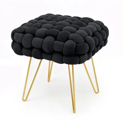 Produktbild von Polsterhocker aus Samt geflochten 38 cm DOTTY Schwarz