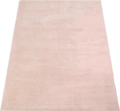 Immagine prodotto di Tappeto lavabile per soggiorno a pelo corto, tinta unita, stile moderno, rosa tenue, dimensioni 120x170 cm