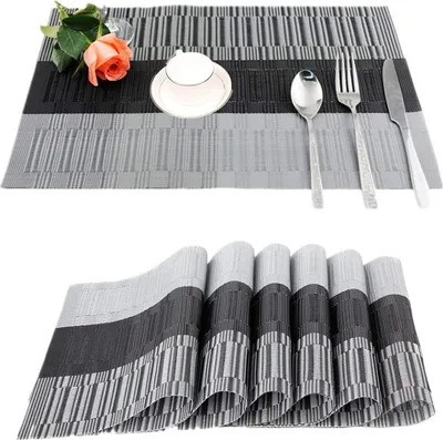 Produktbild von 6er Set Platzsets 30x45cm Platzsets, rutschfeste, Abwaschbare Tischmatten, PVC, Verschleißfeste, Hitzebeständige Platzsets, Platzsets für die Küche