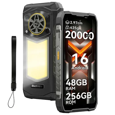 Immagine prodotto di Smartphone Blackview ROCK 5 Outdoor, senza contratto, 48+256GB, Android 16, batteria 20000mAh, ricarica 33W, display 120Hz, risoluzione 2.4K, NFC, fotocamera 108MP+50MP+20MP, luminosità 348LM, certificazioni IP69K e IP68
