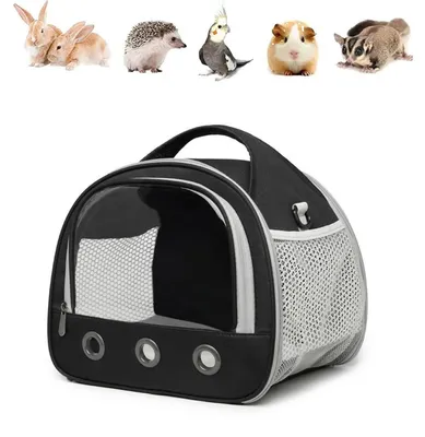 Image de Sac de transport pour petits animaux, adapté aux cochons d'Inde, hérissons et hamsters, couleur noire, dimensions : 30,5 x 25,4 x 25,4 cm