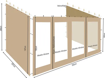 Produktbild von 3 Seitenteile zu Rollpavillon 3x4m Sand