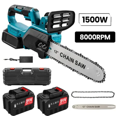 Produktbild von Akku-Kettensäge - Elektrische Astsäge - Bürstenlos - 1500 W - 30-cm-Schwert - Für 18-V-Akku - Blau