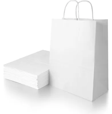 Produktbild von Geschenktüten mit Henkel 40 Stück Weiß 15 x 8 x 21 cm 130 g/m²
