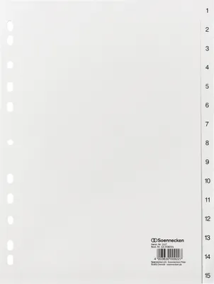 Zdjęcie produktu dla Soennecken Register 2117 DIN A4 1-15 volle Höhe PP weiß