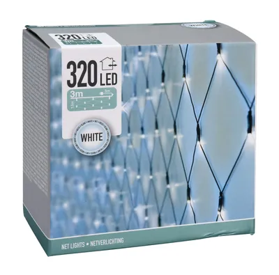 A product box for net lights, showing a close-up of the net lights on the packaging.