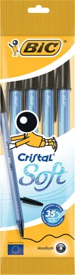 Produktbild von BIC Kugelschreiber Cristal Soft 0.45 mm schwarz, 4er Set