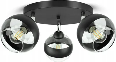 Produktbild von LUXOLAR - Led Deckenleuchte 3 flammig - Deckenlampe Schwenkbar Schwarz E27 60W - Hängelampe für Wohnzimmer, Küchen - Schwarz-transparent Glas Kugeln