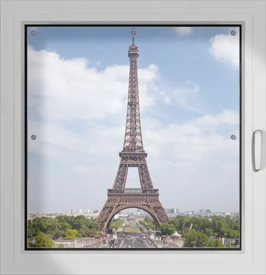 Produktbild von Wallario Lichtschutzbild, Dekorativer Sichtschutz Sonnenschutz 96 x 100 cm mit Motiv: Eiffelturm in Paris - Verdunklung ohne Bohren