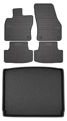Image de Tapis en caoutchouc + bac de coffre pour Seat Ateca 2016- (plancher haut) – 5 pièces, noirs, sur mesure