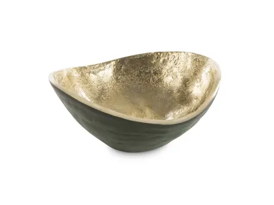 Obrázek produktu pro Kov, kovová miska, oválná 16 x 8 cm, zlatá - zelená, ZA-405672