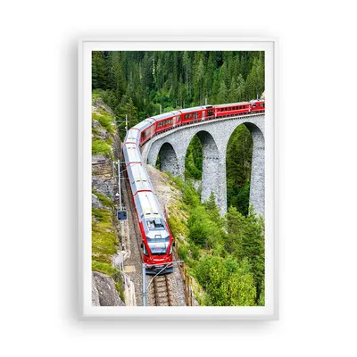 Produktbild von Gerahmtes Poster - Weißer Rahmen - Viadukt Landwasser Zug - 70x100 cm - Wand Bild - Wanddeko - Wandbilder - Kunstposter - Wandposter - Bilderrahmen - Bilder - Kunstdruck - P2WPA70x100-4605