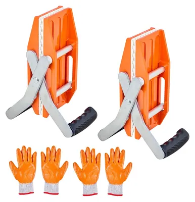Image de Pinces à pierres à deux mains VEVOR 280x120x190 mm, capacité de charge 300 kg, lot de 2 outils de levage avec revêtement en caoutchouc (0-6 cm), pinces de levage haute performance pour contreplaqué, verre, granit