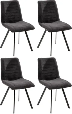 Produktbild von Polsterstühle - Dunkelgrau - Schwarz - Cord - Metallgestell - 4er Set