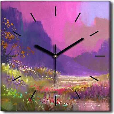Produktbild von Coloray Uhr auf Leinwand 30x30 cm Wand Uhr Dekoration Wohnzimmer Segeltuch schwarze Hände -Landschaftsberge Natur.