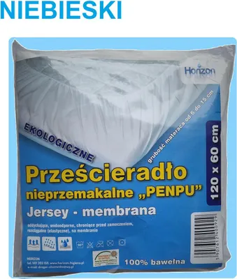 Obrázok produktu pre Vodotesná ochranná plachta z džerseju pre detské postieľky s kvalitným napínacím pásom, 60 x 120 cm, modrá