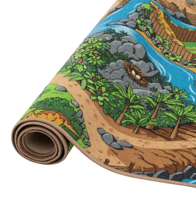 Produktbild von Kinder und Spielteppiche | Große Auswahl an Straßenteppichen | Pflegeleicht und Strapazierfähig, Größe:80x160 cm, Design:Dino Welt