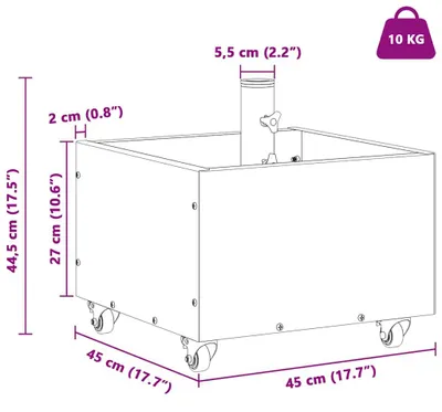 Produktbild von Sonnenschirmfuß - Sonnenschirmhalter - Sonnenschirmständer - Sonnenschirmbasis - Sonnenschirmfuß mit Pflanzgefäß - Weiß - Stahl