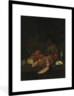 Produktbild von MuchoWow® Gerahmtes Poster Stillleben - Gemälde von Jan Davidsz. de Heem 60x80 cm - Poster mit Schwarzem Bilderrahmen Wandposter Rahmen Foto Bilder - Wohnzimmer - Dekorationen - Prämie