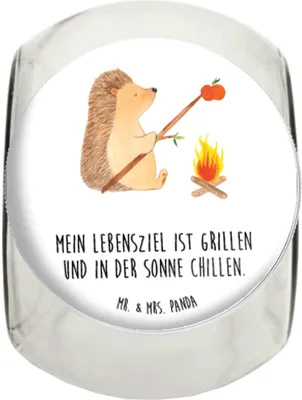 Produktbild von Mr. & Mrs. Panda Süßigkeitenglas Igel Grillen XL 2000ml - Weiß - Geschenk, Tiermotive, Frischhaltedose, Bonbonglas, Kaffeedose, Ziele, Spruch, Arbeitslos, gewürzglas