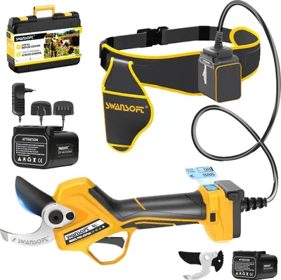 Obrázek produktu pro Elektrické nůžky na keře, bezkartáčový motor, nastavitelná šířka řezu, 4 Ah, dvě baterie