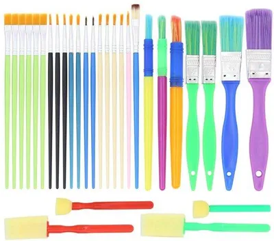 Produktbild von Kinderpenseelset aus Kunststoff - 30 Teile - Farbenfroh - Kreativität für Kinder