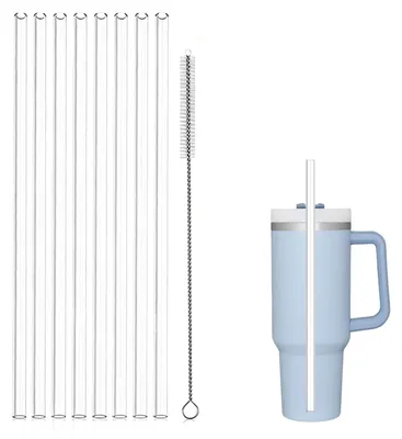 Produktbild von Wiederverwendbare Trinkhalme - 8 Stück mit Reinigungsbürste - Ersatz für 30 oz und 40 oz Becher - Transparent - BPA-frei