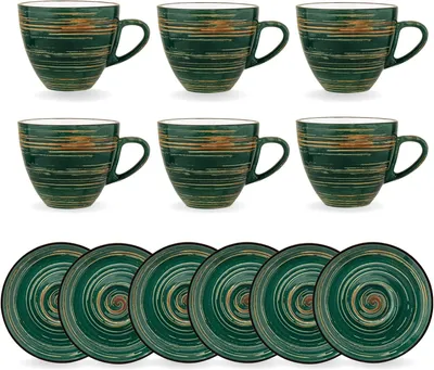 Zdjęcie produktu dla Zestaw kubków do kawy Wilmax ColorBoom, spiralny zielony, 75 ml, 6-częściowy WL-669533/AB6