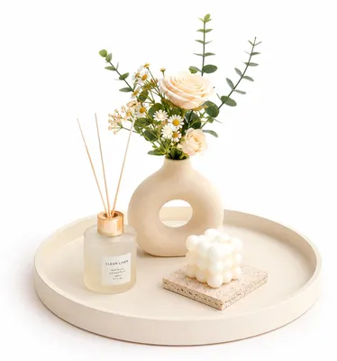 Rundes Silikon-Tablett 23 cm beige – Kosmetik- & Schmuck-Organizer