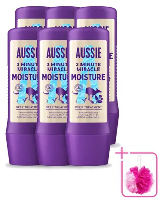 Image de 6 masques capillaires Aussie "3 Minute Miracle Moisture" - 225 ml - Pack économique - 6 pièces