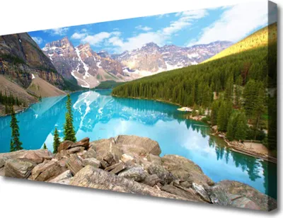 Produktbild von Tulup Leinwand-Bilder 100x50 Wandbild Canvas Kunstdruck Gebirge See Wald Natur