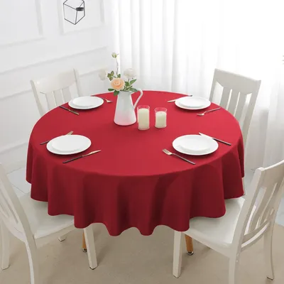 Produktbild von Tischdecke rund 180 cm rot abwaschbar wasserabweisend Polyester