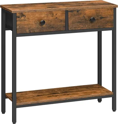 Produktbild von Konsolentisch mit 2 Stoffschubladen Vintagebraun Schwarz 75 cm