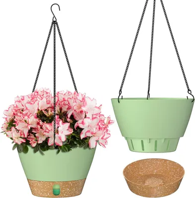 Produktbild von Hängender Pflanzenpot - Gartenornamente für Innen und Außen - Set von 2 - Grün - 20 cm