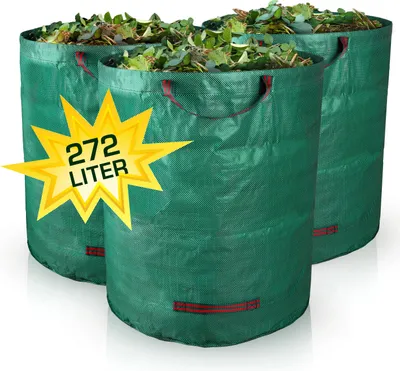 Produktbild von Bolson Gartensack 3x 272 L mit extra verstärktem Boden - Gartenabfallsack mit 4 stabilen Griffen - für Gartenabfall, Laub & Grünschnitt