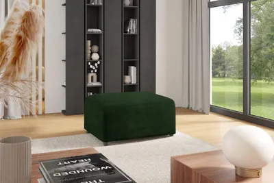 Productafbeelding van Designvoetbank, hocker, MEGAN, bekleed met stof Poso, donkergroen